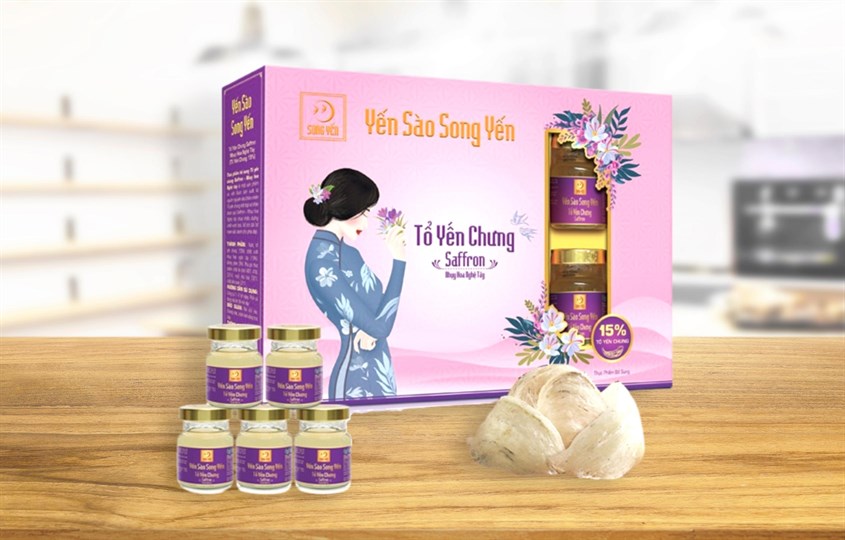 Hộp 5 hũ nước yến sào nhụy hoa nghệ tây Saffron Song Yến 70 ml