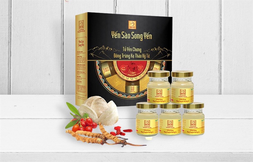 Hộp 5 hũ nước yến sào đông trùng hạ thảo kỳ tử Song Yến 70 ml