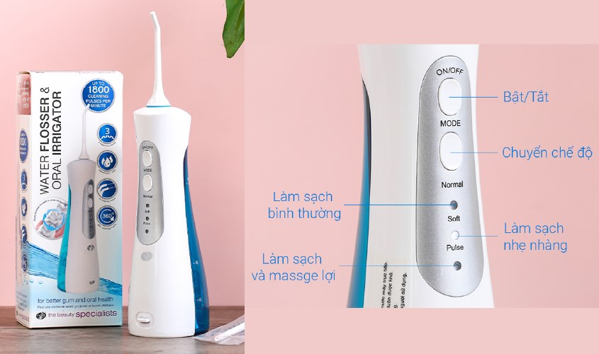 Dùng máy tăm nước cầm tay Rio DCIR2 để vệ sinh máy rửa mặt