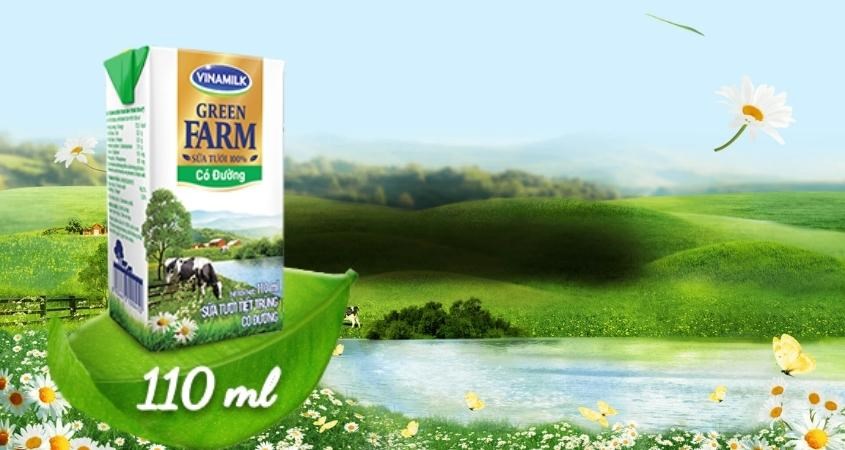 Sữa tươi Vinamilk Green Farm có đường 180ml giàu dinh dưỡng
