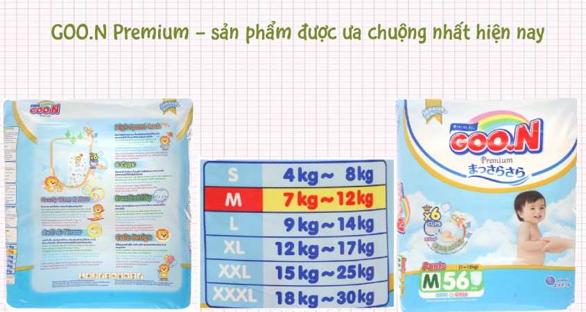 Tã quần Goo.n Premium size M 56 miếng (7 - 12 kg)