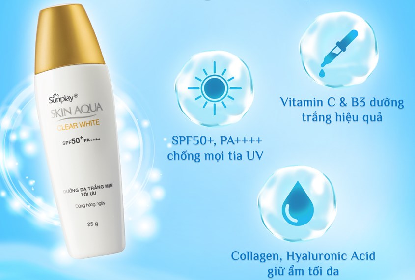 Sữa chống nắng dưỡng trắng cho da dầu và da hỗn hợp Sunplay Skin Aqua Clear White SPF 50+ PA++++ 25g