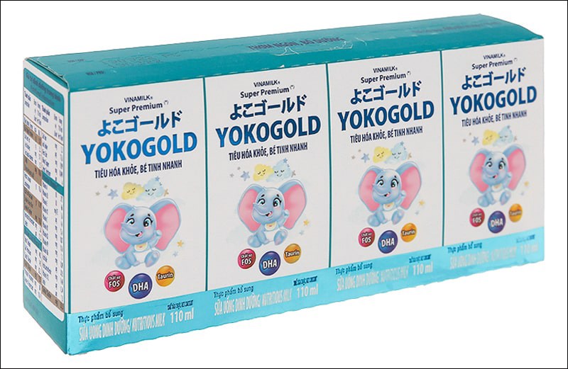 Lốc 4 hộp sữa pha sẵn Vinamilk Yoko Gold hộp 110 ml  giúp trẻ phát triển toàn diện