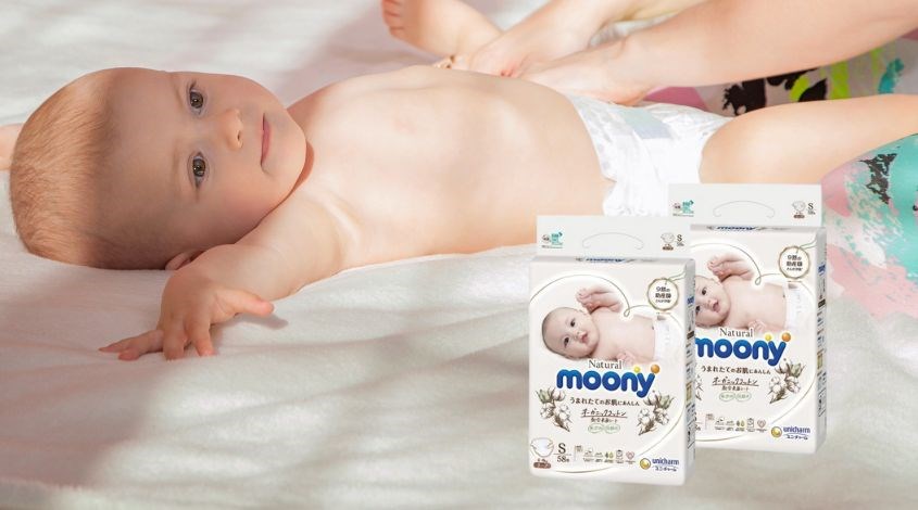 Tã dán Moony Natural size S 58 miếng (4 - 8 kg)