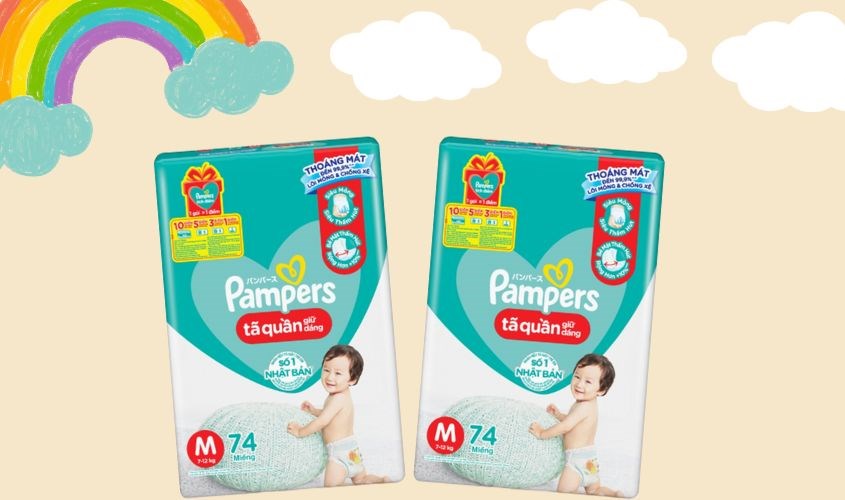 Tã quần Pampers Super Jumbo size M 74 miếng (7 - 12 kg)