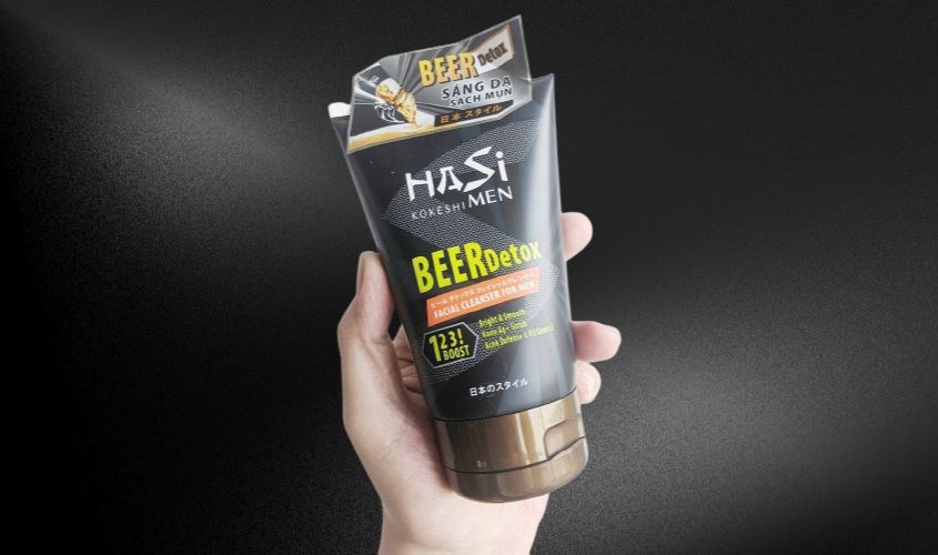 Kem rửa mặt thải độc và làm sáng da cho nam Hasi Beer Detox Facial Cleanser 50g 