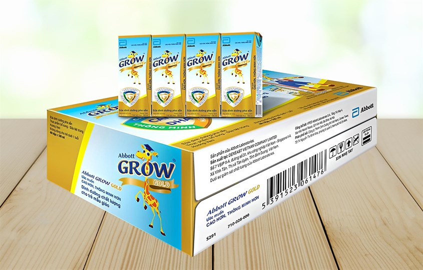 Thùng 48 hộp sữa pha sẵn Abbott Grow Gold hương vani 180 ml