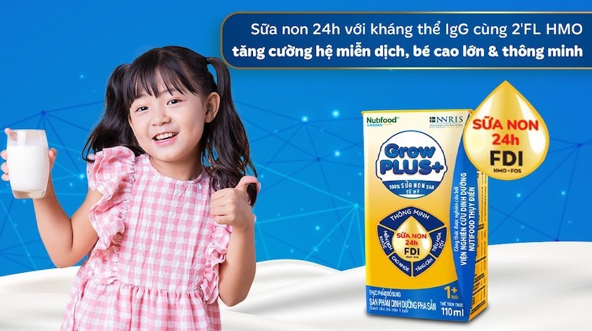 Thùng 48 hộp sữa pha sẵn NutiFood GrowPLUS+ hương vani 110ml (sữa non) Thùng 48 hộp sữa pha sẵn NutiFood GrowPLUS+ hương vani 110ml (sữa non)