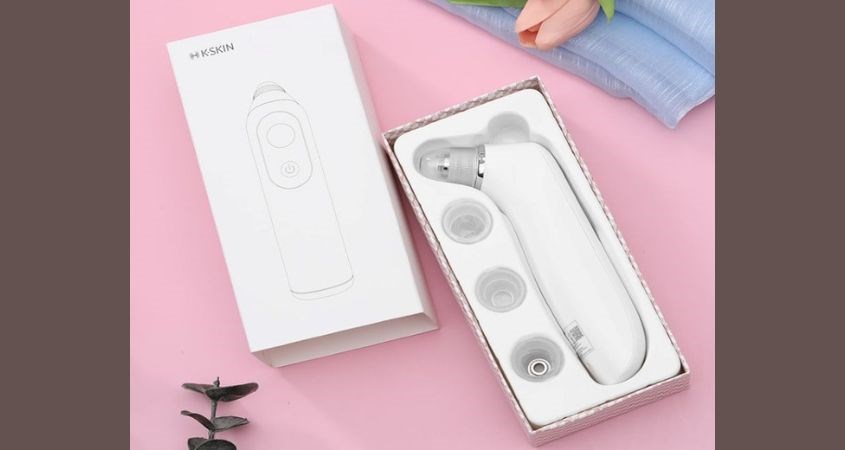 Máy hút mụn đầu đen K.SKIN KD802 màu trắng có 6 dạng đầu hút