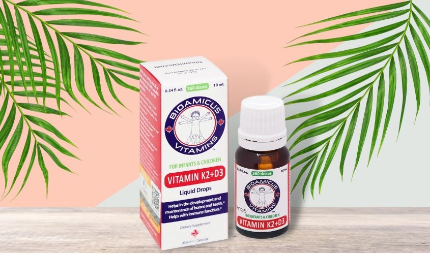 Siro BioAmicus Vitamin K2+D3 hỗ trợ tốt sức khỏe xương, răng 10 ml (từ 0 tháng)