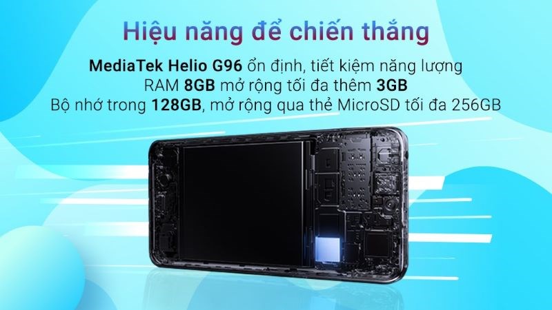 Bộ nhớ trong 128 GB, mở rộng thẻ MicroSD tối đa 256 GB