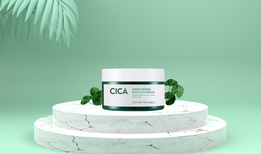 Kem dưỡng ẩm chiết xuất Rau Má và Keo Ong Nature Republic Green Derma Mild Cica 190 ml 