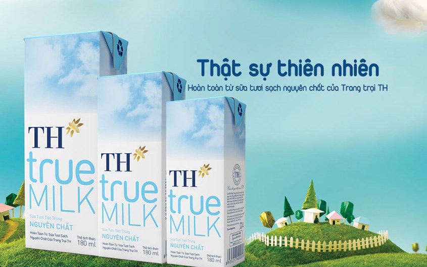 Lốc 4 hộp sữa tươi TH true MILK không đường 180 ml