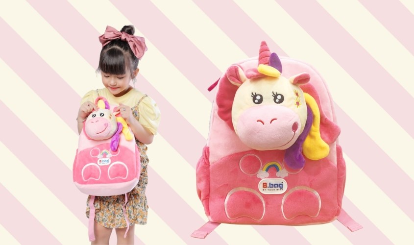 Balo mẫu giáo B.Bag Cushy-Unicorn B-12-102 hồng