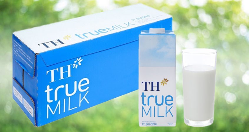 Thùng 12 hộp sữa tươi TH true MILK ít đường 1 lít