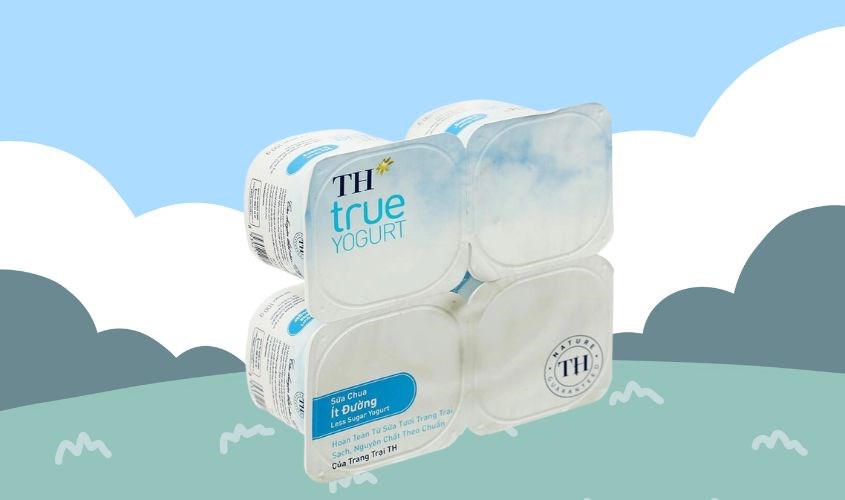 Lốc 4 hộp sữa chua ít đường TH true YOGURT 100g (từ 1 tuổi)
