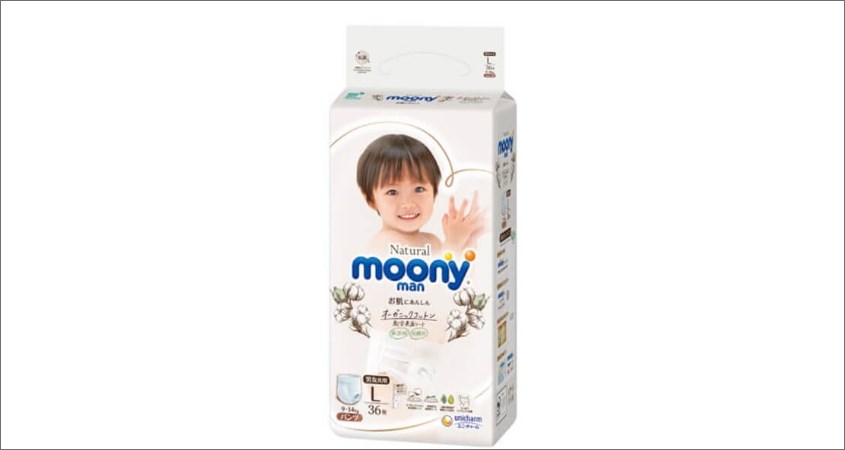 Tã quần Moony Natural man size L 36 miếng (9 - 14 kg)