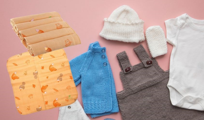 5 khăn sữa cotton Dobby Lullaby NH637P 4 lớp 30x30 cm - Màu cam