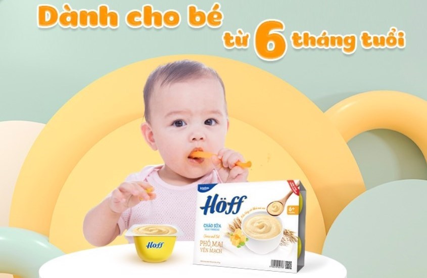 Lốc 6 hũ dinh dưỡng ăn dặm cháo sữa Hoff vị phô mai, yến mạch 55g (từ 6 tháng)