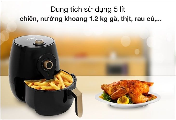 Nồi chiên không dầu Ferroli FAF-5.0M3 5 lít dung tích sử dụng 5 lít phục vụ tốt cho gia đình có từ 4 - 6 thành viên