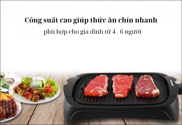 Công suất của bếp nướng Sunhouse SHD4602 lớn giúp nấu chín thức ăn nhanh Công suất của bếp nướng Sunhouse SHD4602 lớn giúp nấu chín thức ăn nhanh