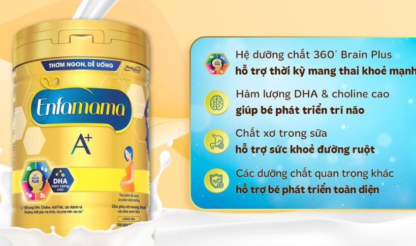 Sữa bầu Enfamama A+ 360° Brain Plus hương vani 830g