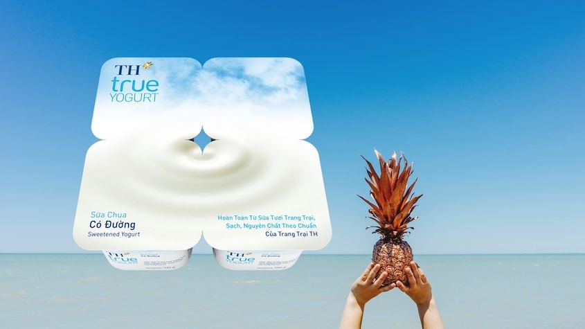 Lốc 4 hộp sữa chua có đường TH true YOGURT 