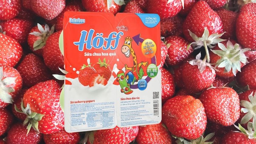 Lốc 4 hộp sữa chua trái cây Hoff vị dâu 55g