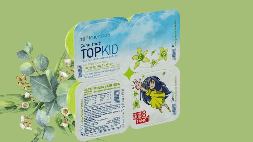 Lốc 4 hộp sữa chua thanh trùng TH true YOGURT Top Kid vị vani 60g