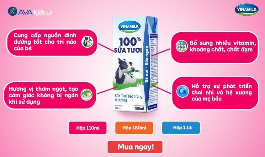 Thùng 48 hộp sữa tươi Vinamilk ít đường 180 ml