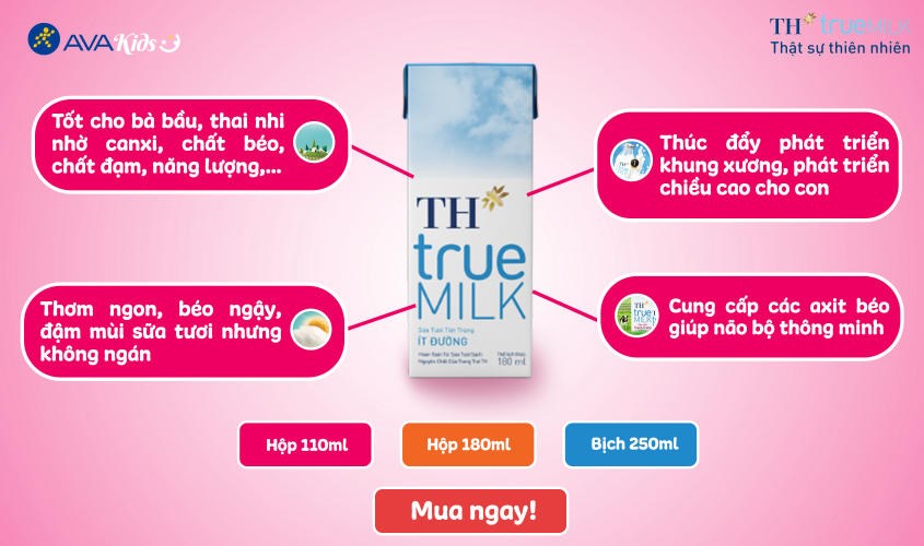 Thùng 48 hộp sữa tươi TH true MILK ít đường 180 ml