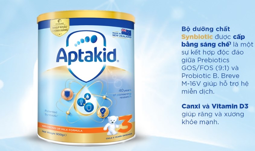 Sữa bột Aptakid Growing Up Milk Formula số 3 900g (từ 2 tuổi)