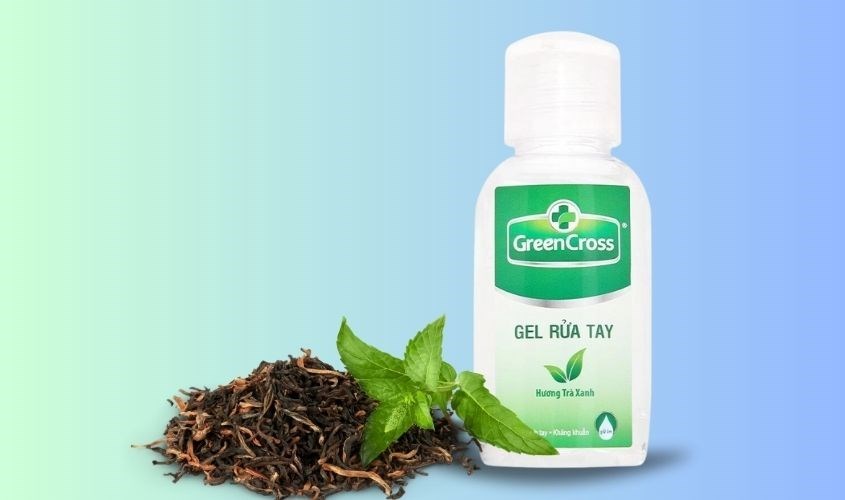 Gel rửa tay khô Green Cross kháng khuẩn chai 60 ml hương trà xanh