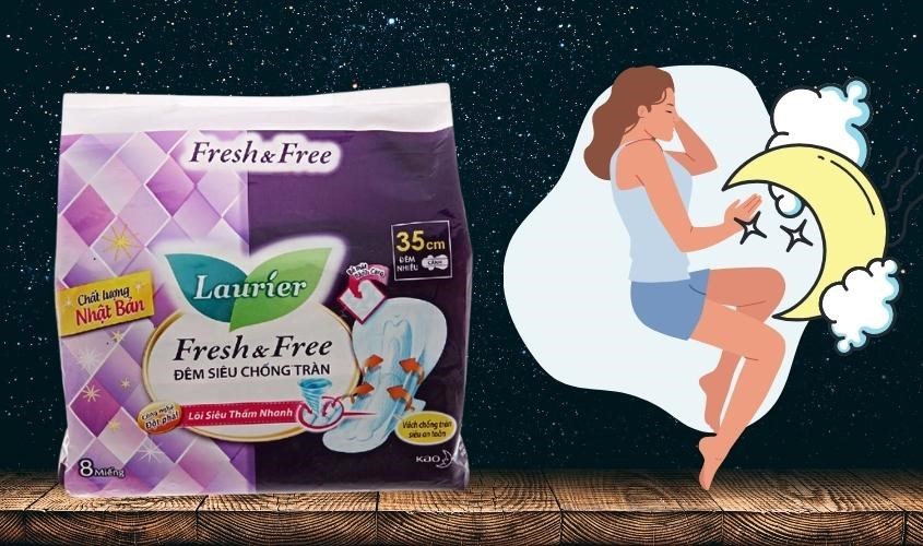 Băng vệ sinh ban đêm Laurier Safety Night chống tràn có cánh 8 miếng