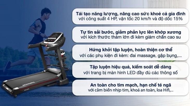 Máy Chạy Bộ Daikiosan DKCB-00002 là máy chạy bộ đa năng sở hữu thiết kế hiện đại cùng nhiều tính năng vượt trội