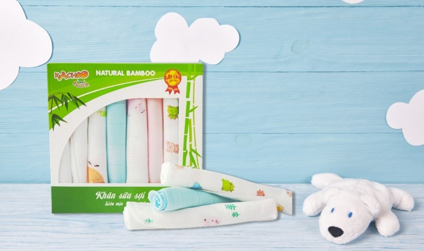 8 khăn sữa sợi tre KACHOOBABY 2 lớp 30x30 cm