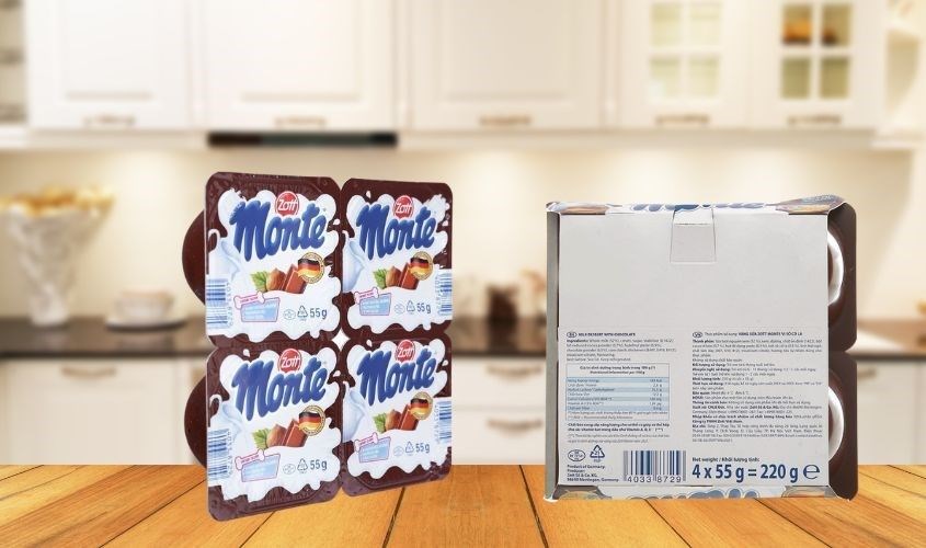 Lốc 4 hũ váng sữa Zott Monte vị socola 55g