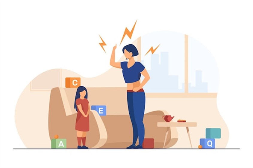 Ba mẹ thường la mắng con có thể gây nhiều ảnh hưởng tâm lý đến con. Ảnh: freepik