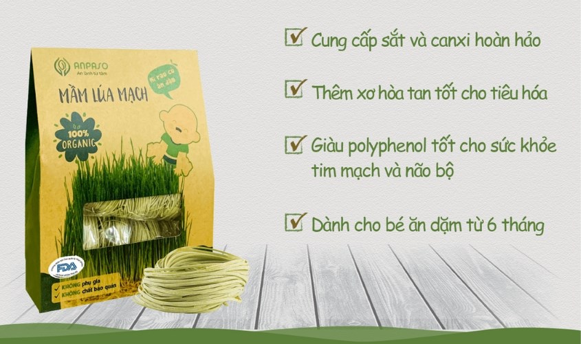 Mì ăn dặm mầm lúa mạch Organic Anpaso 120g dành cho bé từ 7 tháng