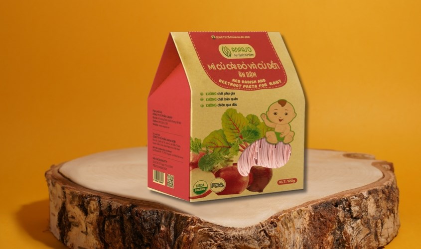 Mì ăn dặm củ cải đỏ và củ dền Organic Anpaso 120g dành cho bé từ 7 tháng