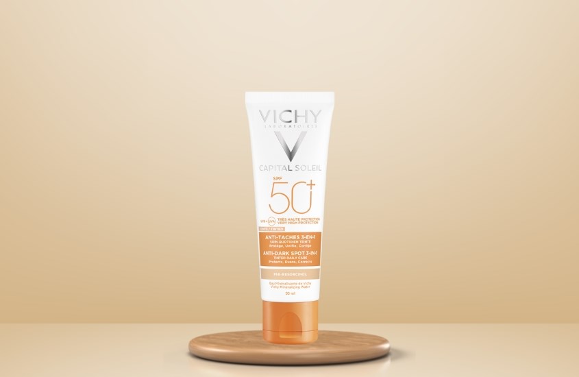 Kem chống nắng dưỡng da 3 trong 1 có màu Vichy Capital Soleil SPF 50+ PA++++ 50 ml