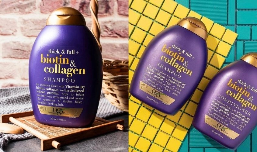 Dầu gội OGX Thick Full Biotin Collagen 385ml hương kẹo ngọt