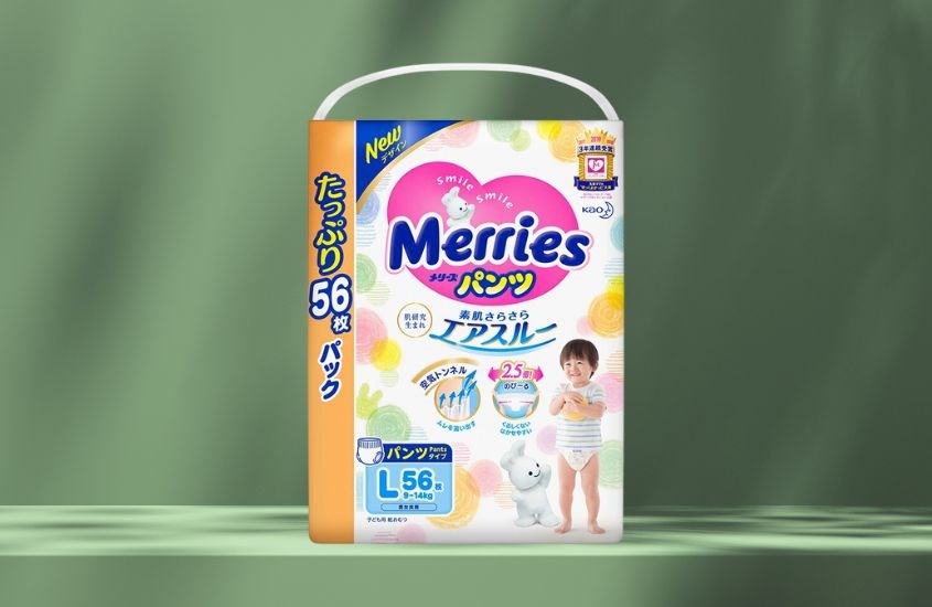 Tã quần Merries size L 56 miếng (9 - 14 kg)
