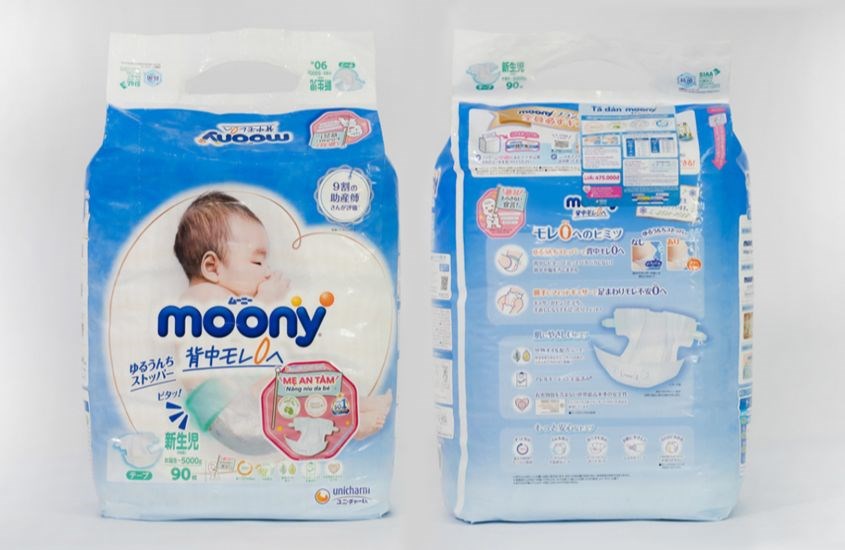 Tã dán Moony size NB 90 miếng (Dưới 5 kg)