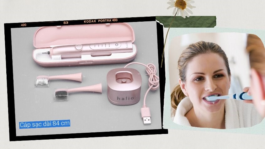 Bàn chải điện Halio Sonic Whitening Pro Rose Gold (Tặng 1 đầu bàn chải)