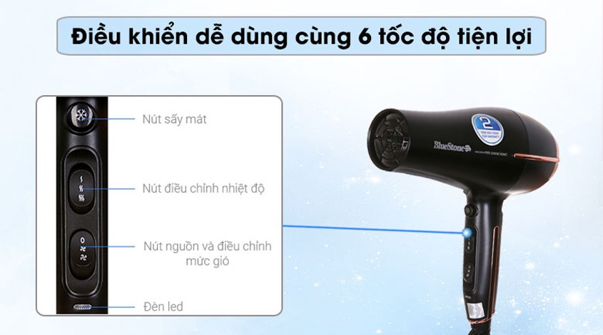 Máy sấy tóc BlueStone cung cấp nhiều chế độ sấy thuận tiện