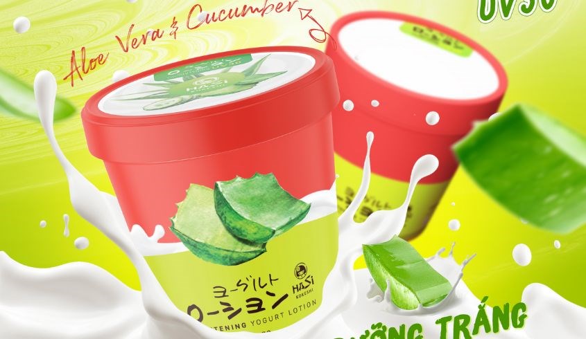 Sữa dưỡng thể chiết xuất nha đam, dưa leo trắng da Hasi Yogurt UV30