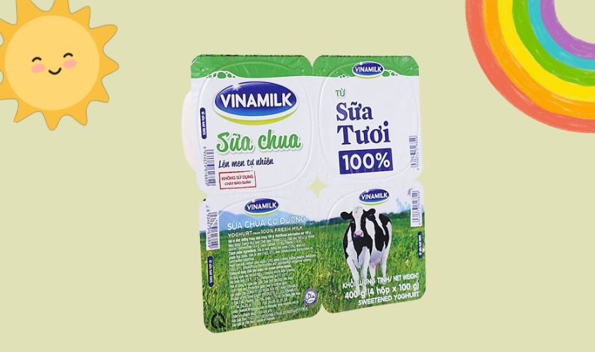 Lốc 4 hộp sữa chua trái cây Vinamilk vị nha đam 100g