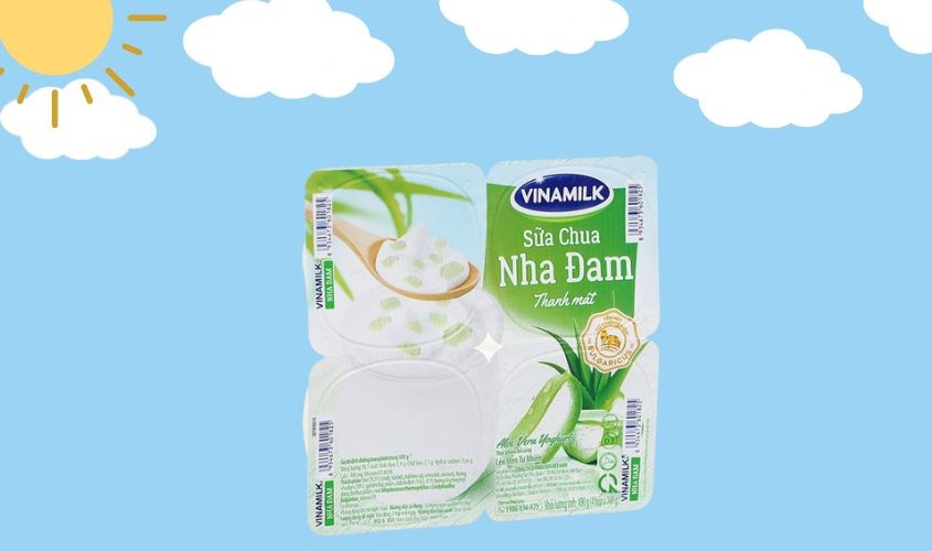 Lốc 4 hộp sữa chua trái cây Vinamilk vị nha đam 100g