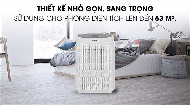 Máy lọc không khí Philips AC1215/10 50W có kiểu dáng bắt mắt và nhỏ gọn, tiện bố trí trong mọi không gian